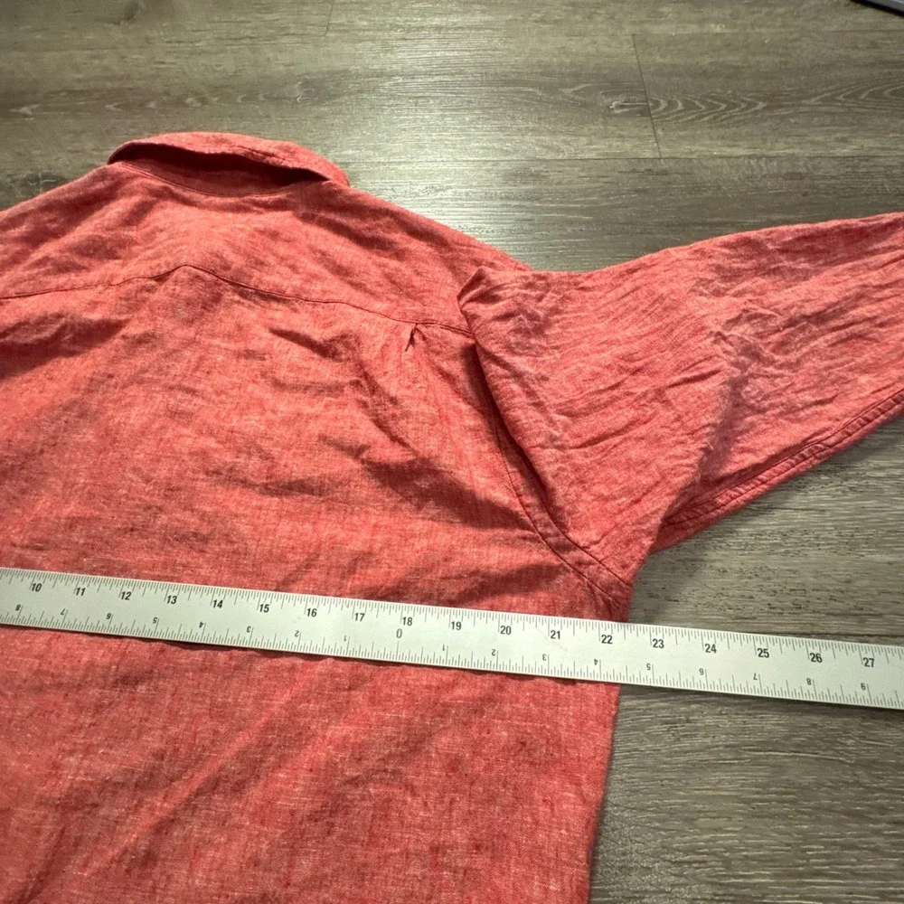 Banana Republic Shirt Mens L Pink Linen Cotton Vacation Heritage Casual Costal